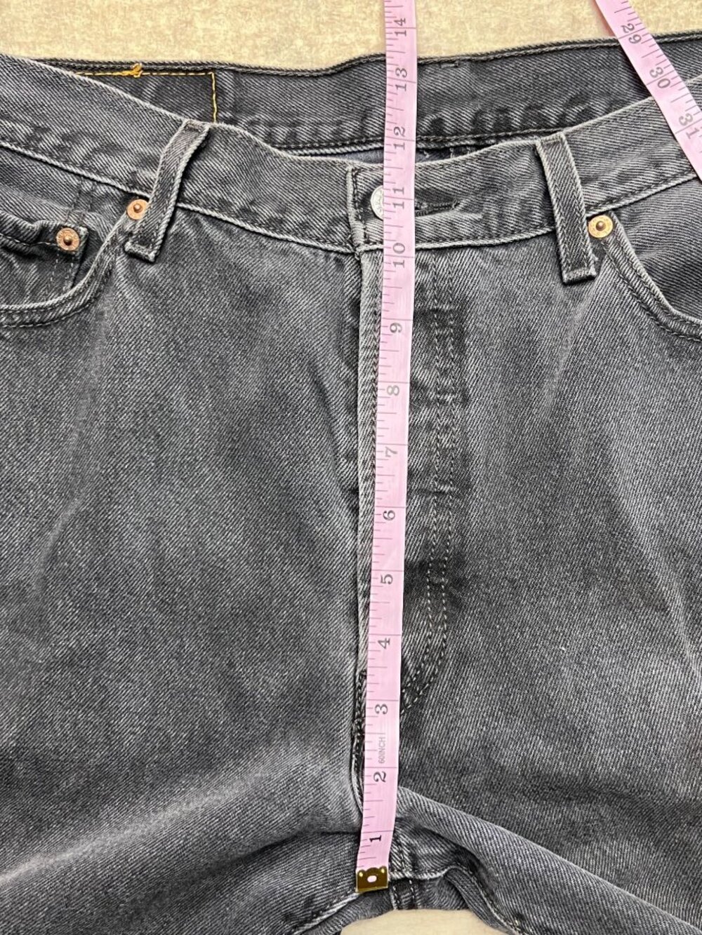 Levi's 501 Dark Black Gray Wash Button Fly Straight Leg Mens Denim Jeans 36 X 34 - Picture 11 of 13